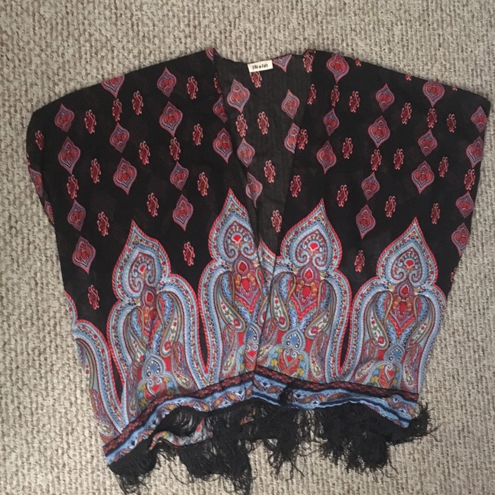 Boho Print Shaw with Fringe